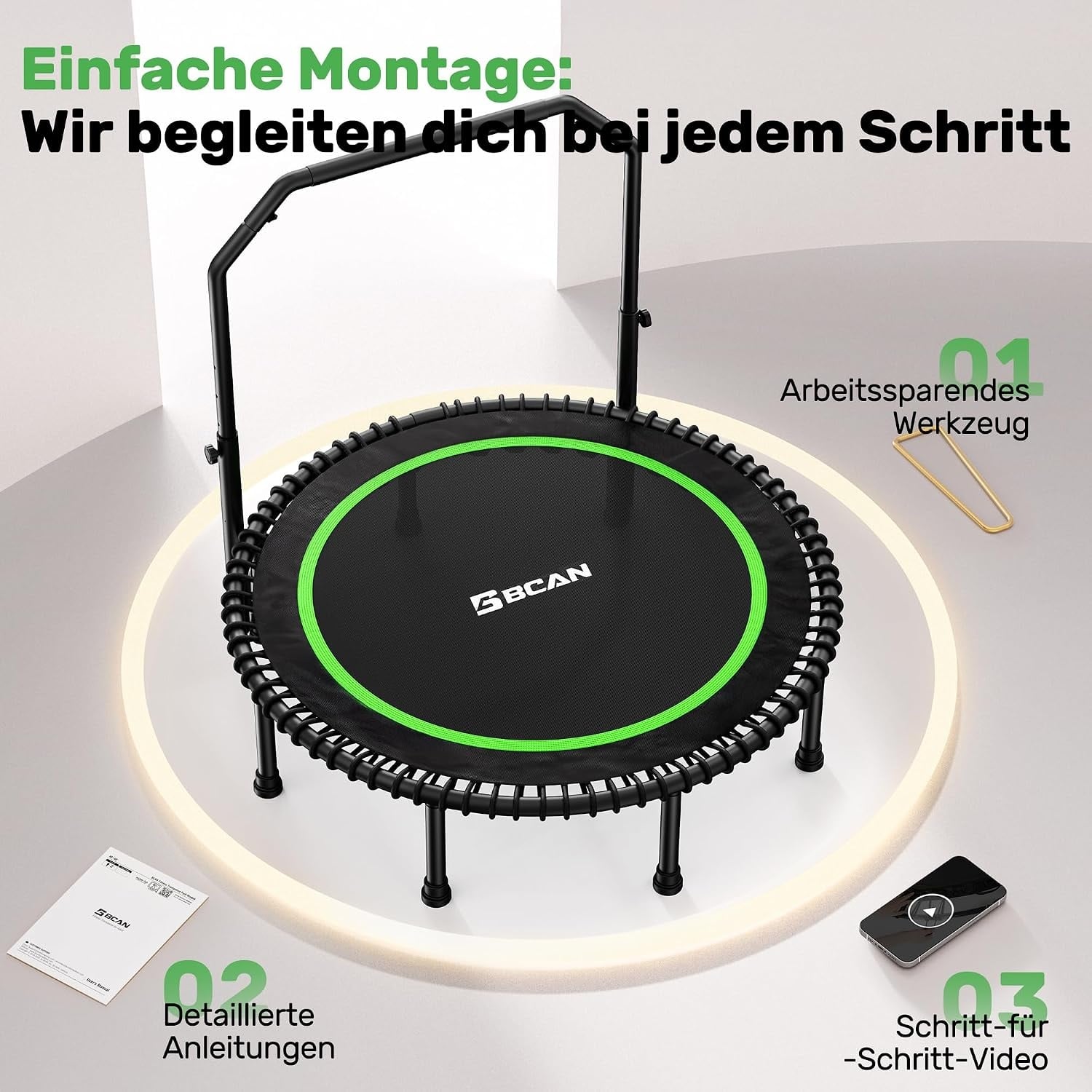 Trampoline de fitness pliable 102 cm avec poignée - Jusqu'à -35% d'économie