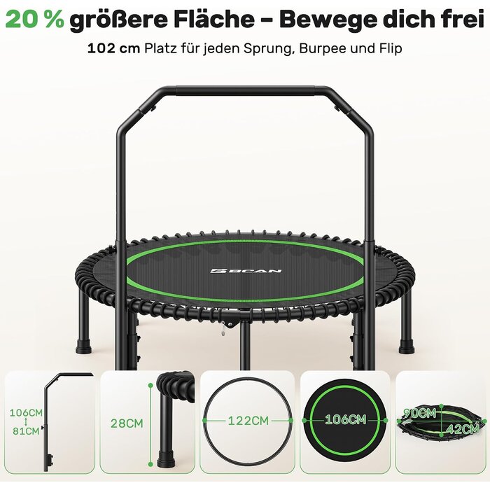 Trampoline de fitness pliable 102 cm avec poignée - Jusqu'à -35% d'économie