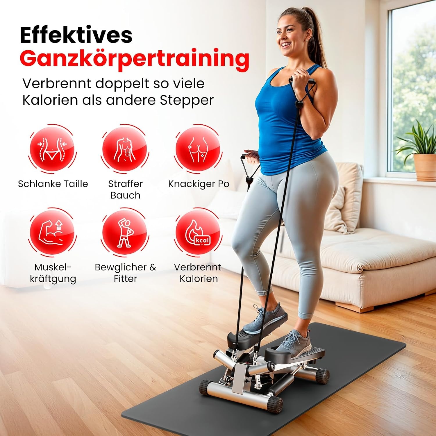 Mini Stepper de Fitness avec Bandes de Résistance - Jusqu'à -33%