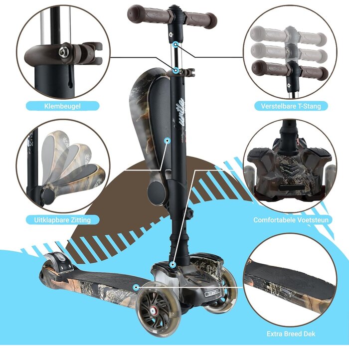 Trottinette 3 roues évolutive avec siège - Motif Camouflage - Jusqu'à -34%