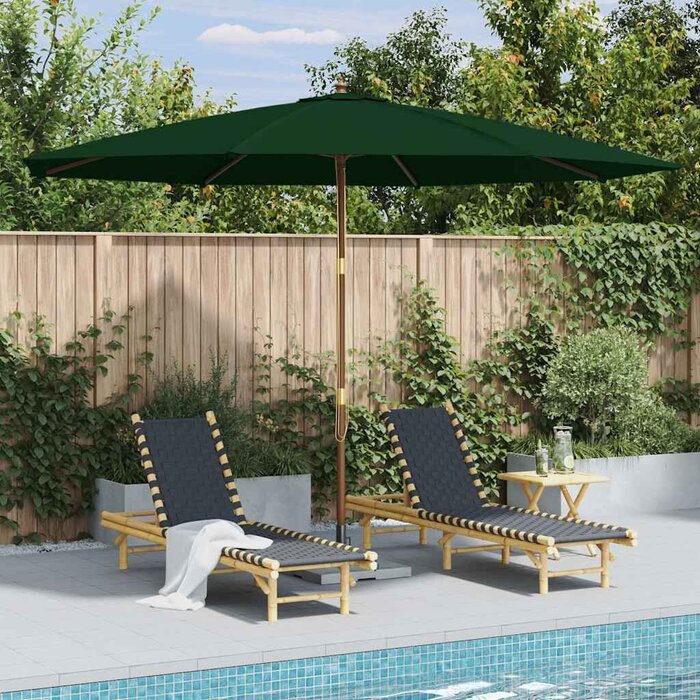 Vidaxl Parasol de jardin en bois 350 cm - Vert - Jusqu'à -34% de remise