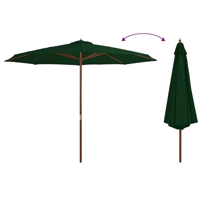 Vidaxl Parasol de jardin en bois 350 cm - Vert - Jusqu'à -34% de remise