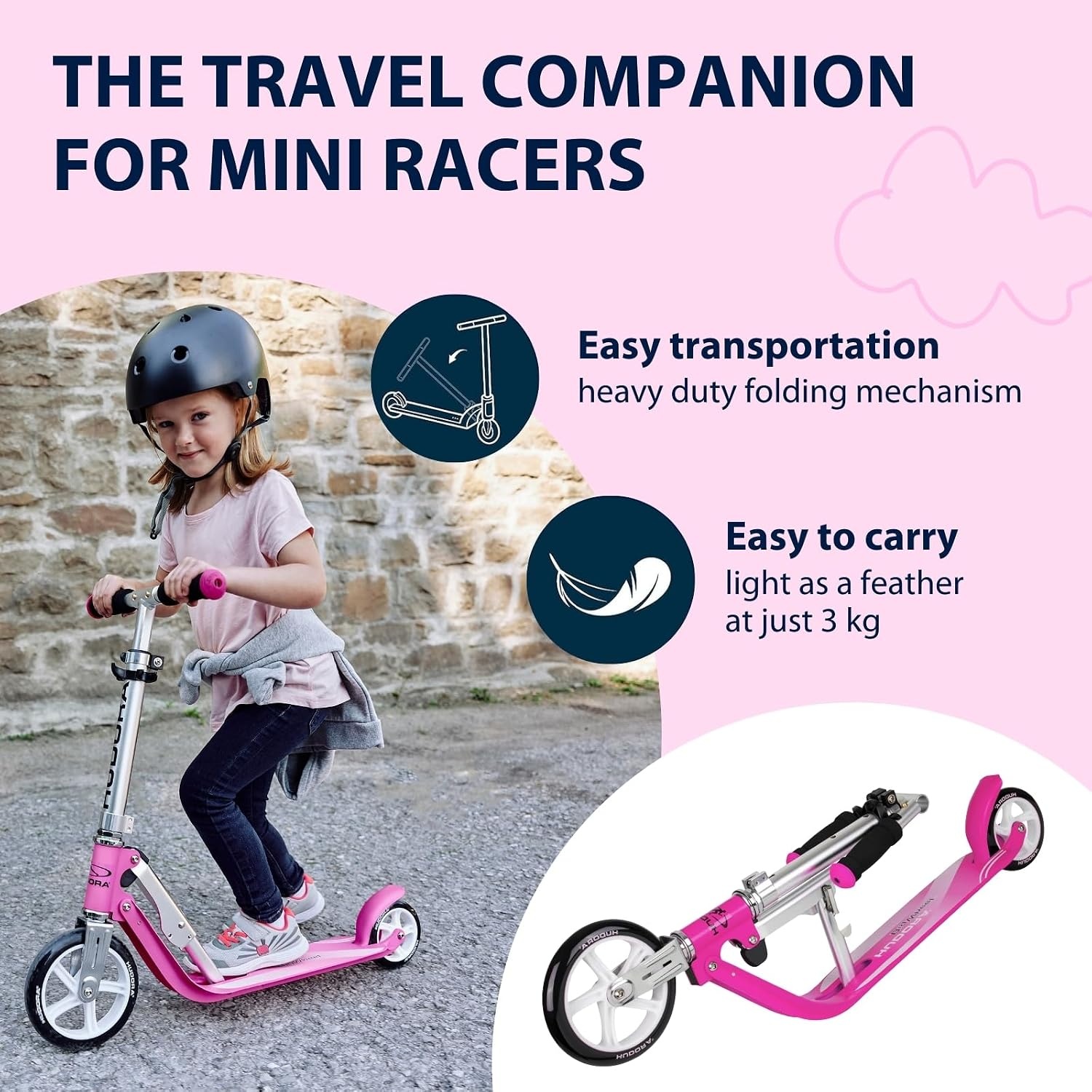 Trottinette pliable pour enfants - Magenta - Jusqu'à -34% de remise