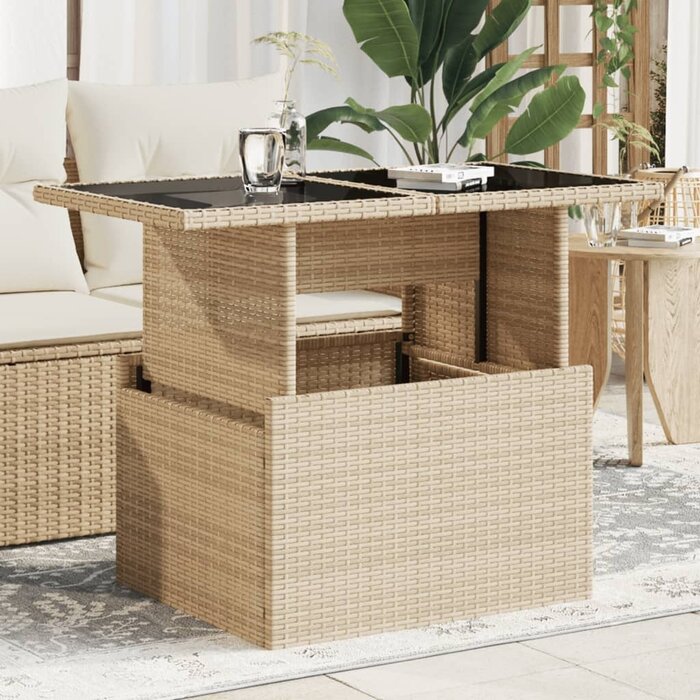Vidaxl Table de jardin modulable en poly rotin beige - Jusqu'à -49%
