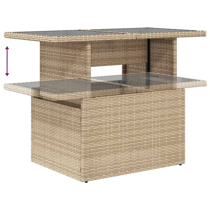 Vidaxl Table de jardin modulable en poly rotin beige - Jusqu'à -49%