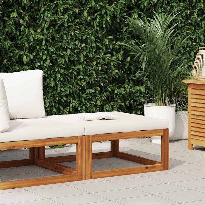 Vidaxl Repose-pieds en acacia massif - Blanc crème - Jusqu'à 17% de remise