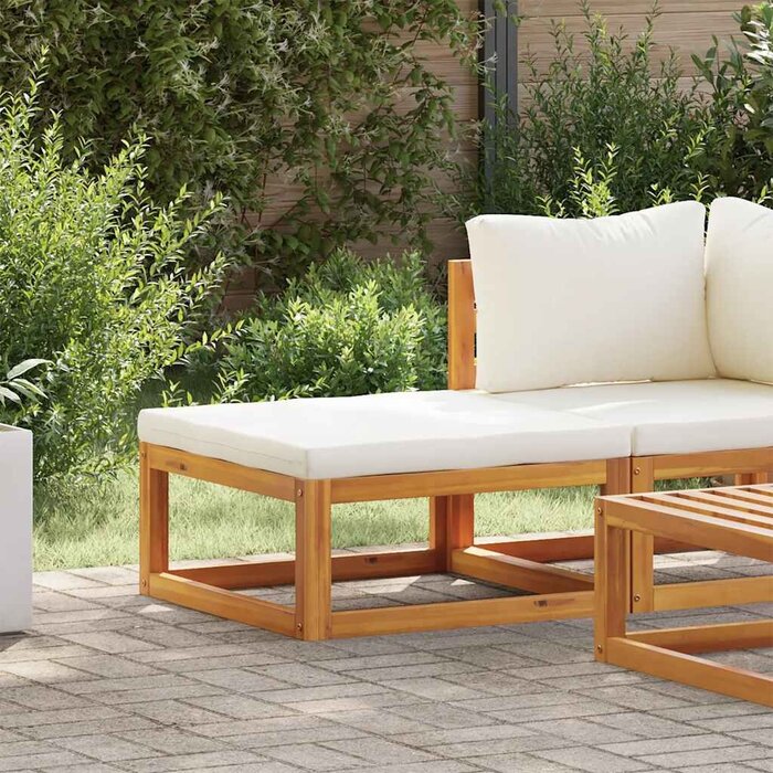 Vidaxl Repose-pieds en acacia massif - Blanc crème - Jusqu'à 17% de remise