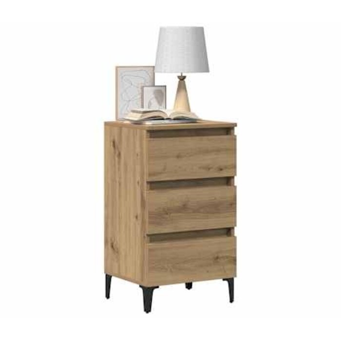 Vidaxl Table de chevet 3 tiroirs chêne artisan - Jusqu'à -34% sur l'outlet