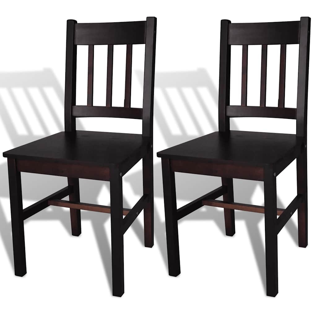 Vidaxl Lot de 2 chaises en pin massif marron foncé - Jusqu'à -43%