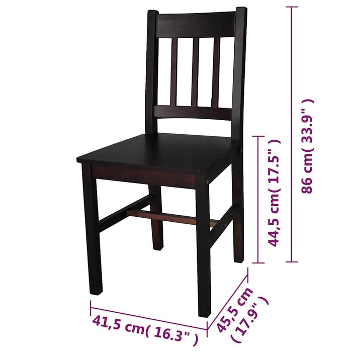 Vidaxl Lot de 2 chaises en pin massif marron foncé - Jusqu'à -43%