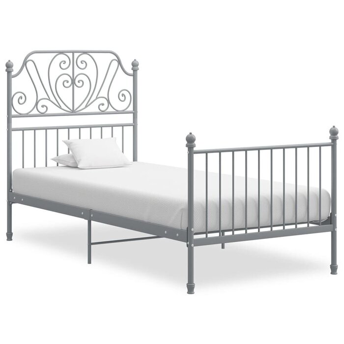 Vidaxl Cadre de lit en métal gris 90x200 cm - Jusqu'à 35% de réduction