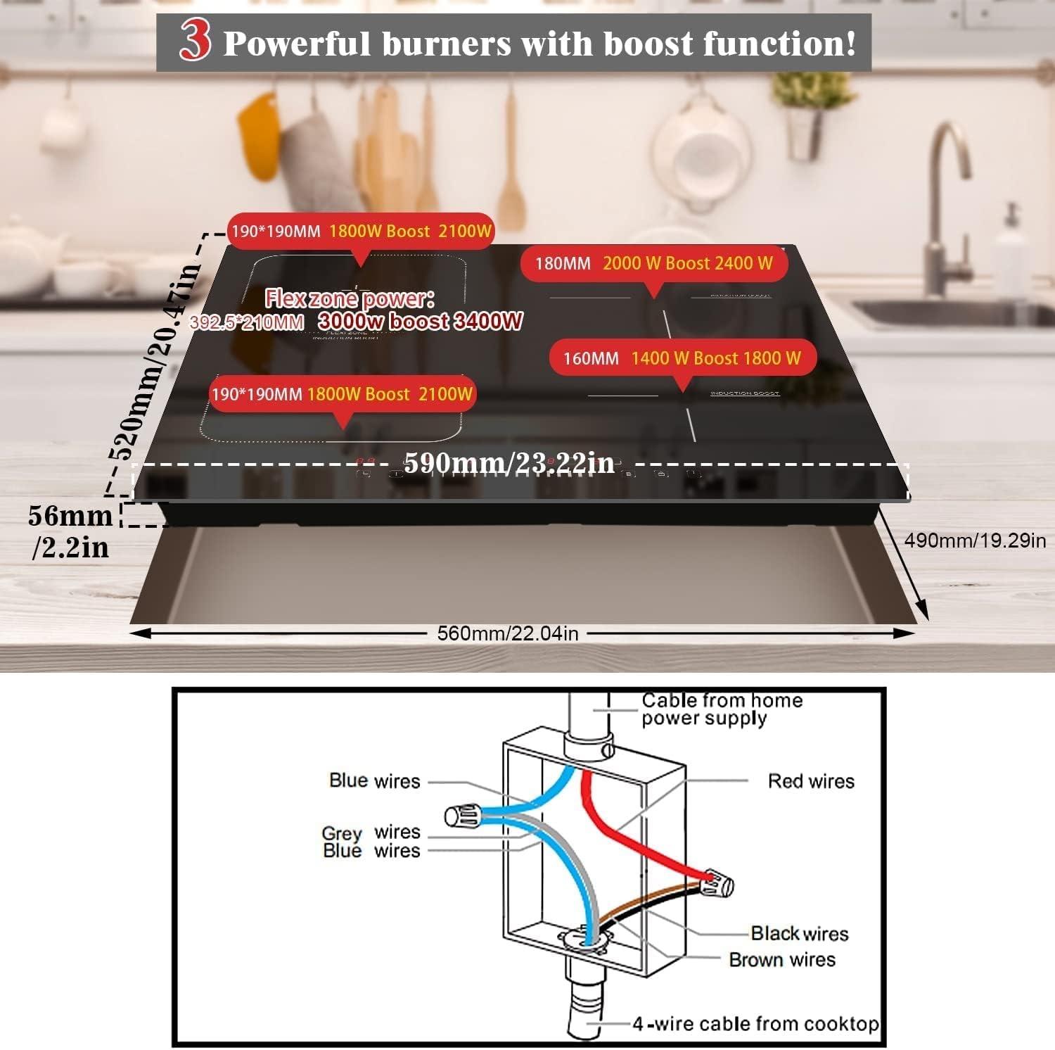 Plaque induction 60 cm 4 zones - Jusqu'à 35% de réduction