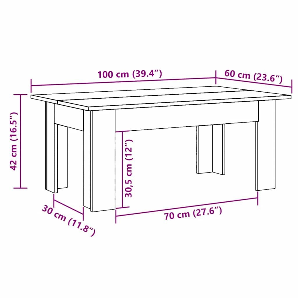 Vidaxl Table basse bois 100x60x42 cm - Style rustique - Jusqu'à -44%
