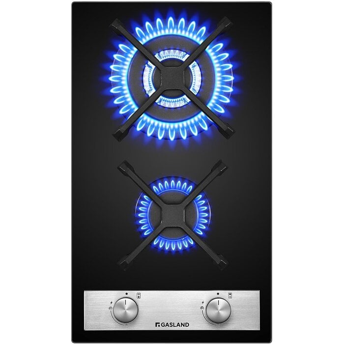 Plaque de cuisson gaz 2 foyers 30cm verre noir - Jusqu'à 34% de remise