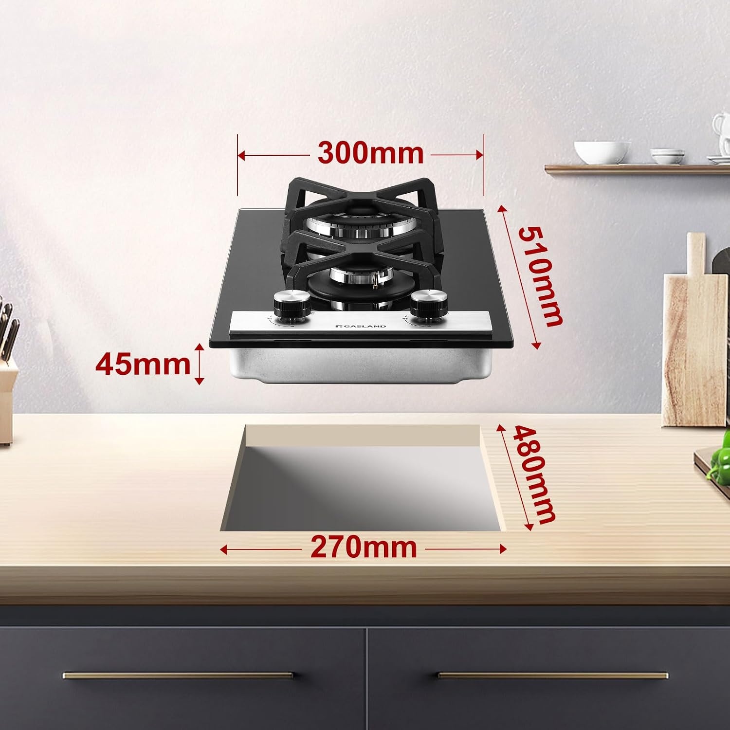 Plaque de cuisson gaz 2 foyers 30cm verre noir - Jusqu'à 34% de remise