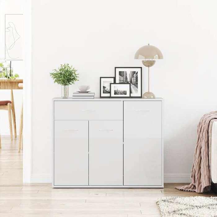 Vidaxl Buffet minimaliste blanc brillant 88 cm - Jusqu'à 35% de remise