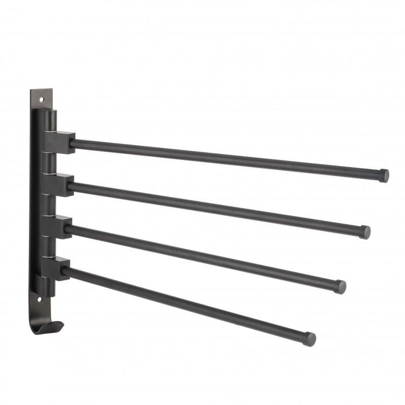 Porte-serviettes mural 4 bras pivotants noir - Jusqu'à -26%