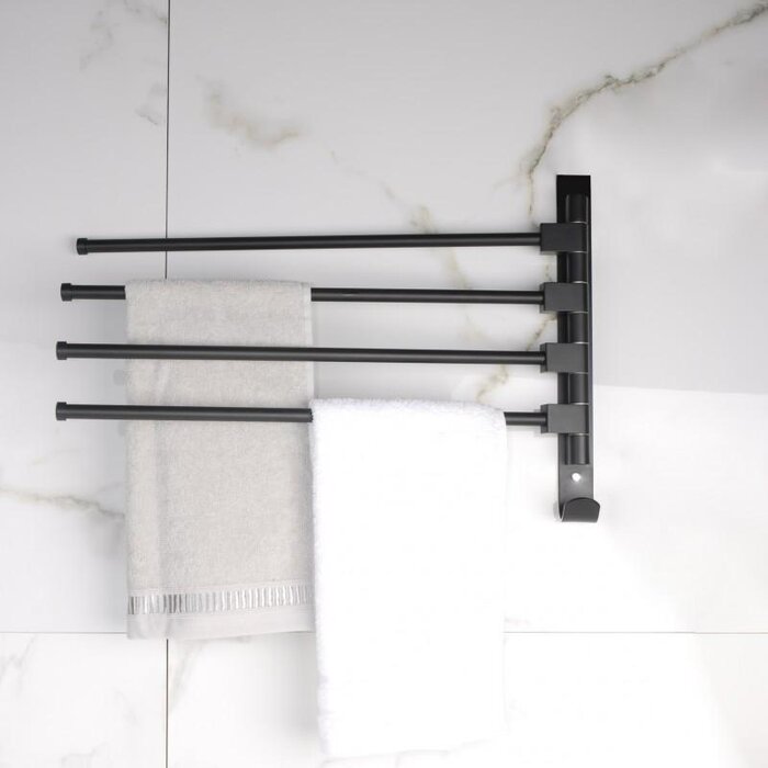 Porte-serviettes mural 4 bras pivotants noir - Jusqu'à -26%