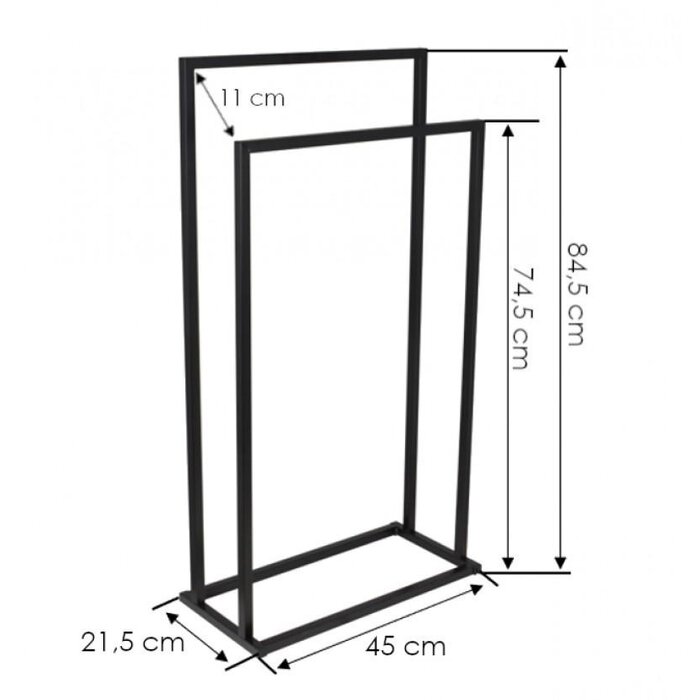 Porte-serviettes sur pied noir - 2 barres - Jusqu'à 32% de remise