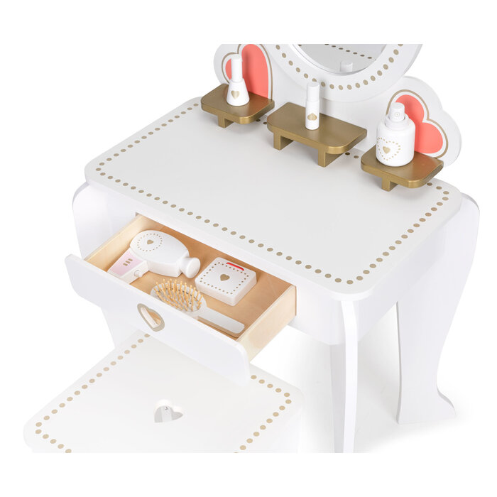 Coiffeuse pour enfant avec miroir et tabouret - Blanc - Jusqu'à 34% de remise