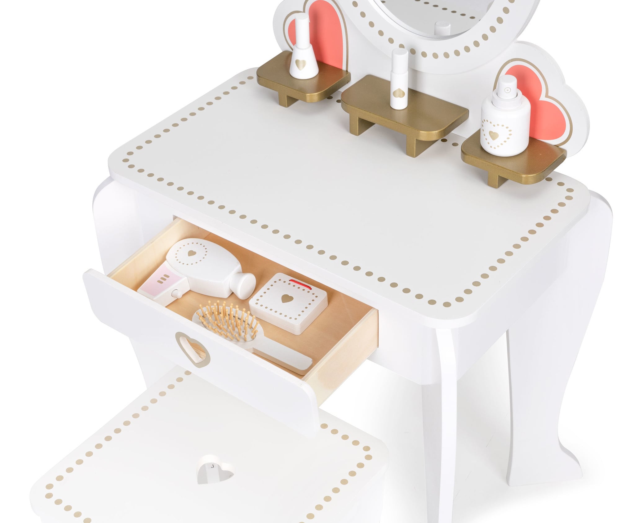 Coiffeuse pour enfant avec miroir et tabouret - Blanc - Jusqu'à 34% de remise