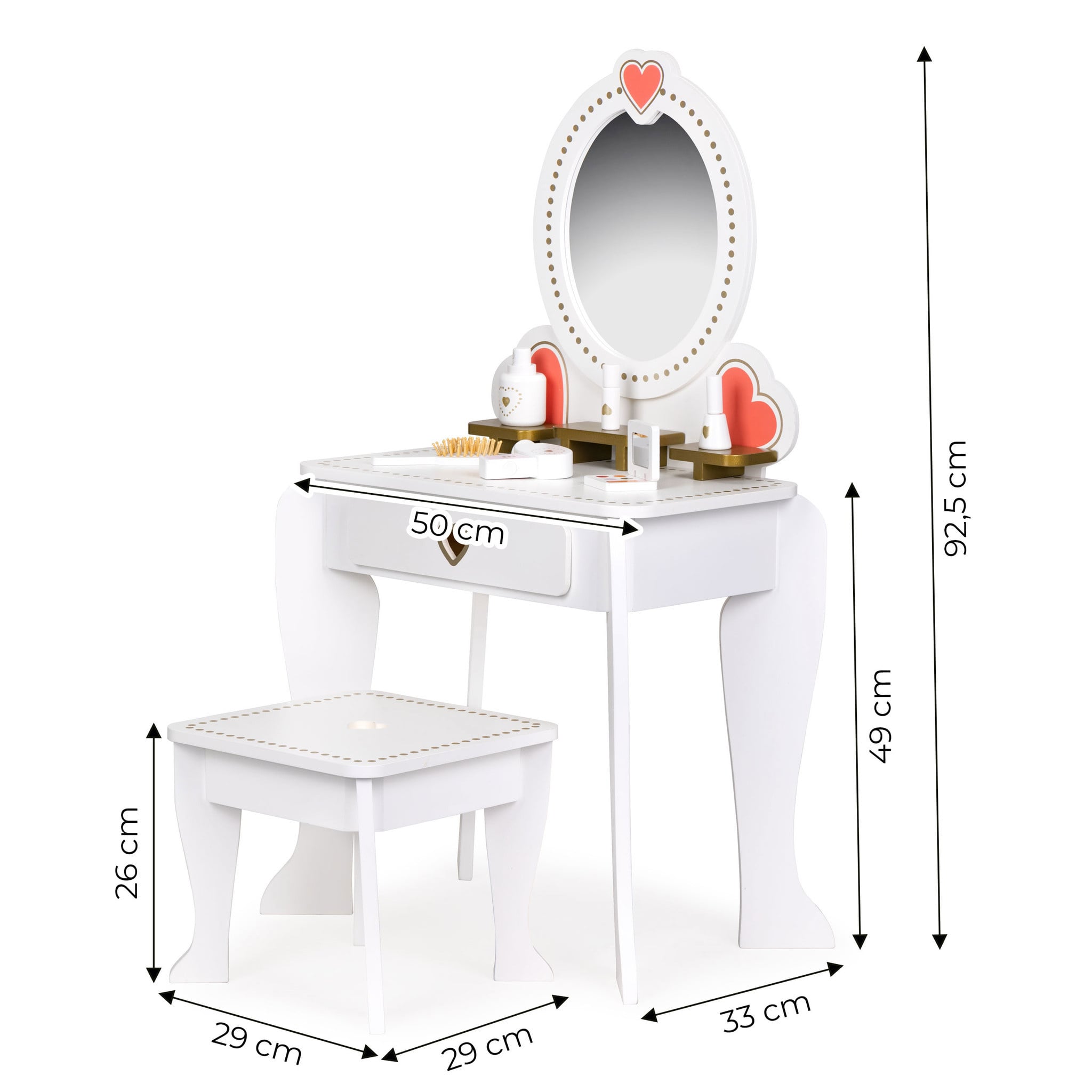 Coiffeuse pour enfant avec miroir et tabouret - Blanc - Jusqu'à 34% de remise