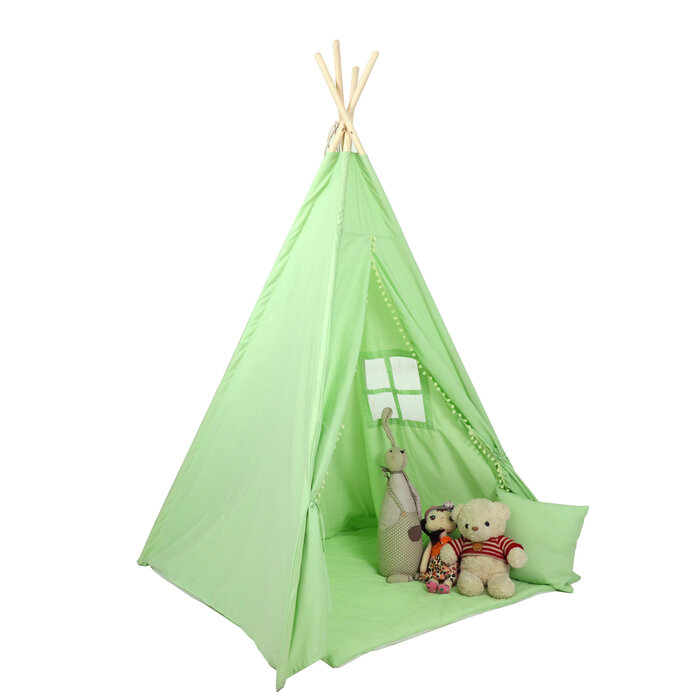 Tipi enfant vert en coton avec tapis - Jusqu'à -32%