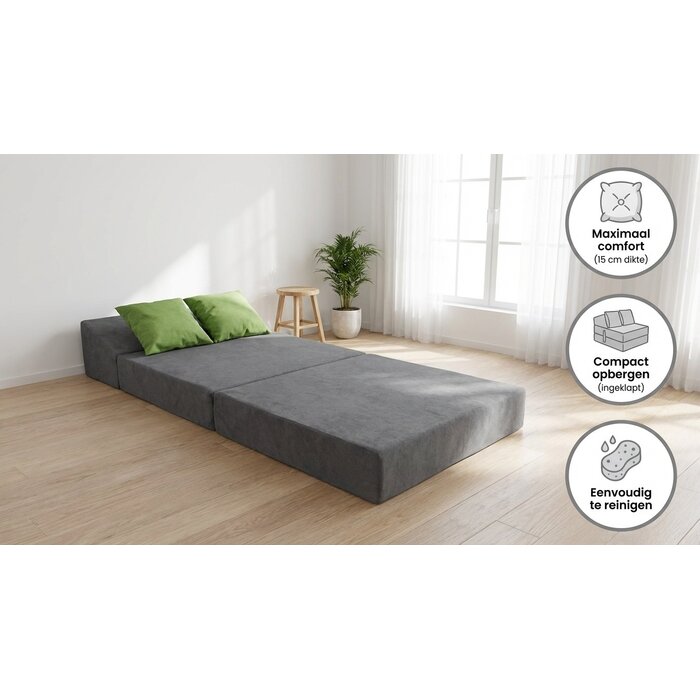 Matelas pliable 200x70x15cm avec 2 coussins - Jusqu'à 24% de réduction