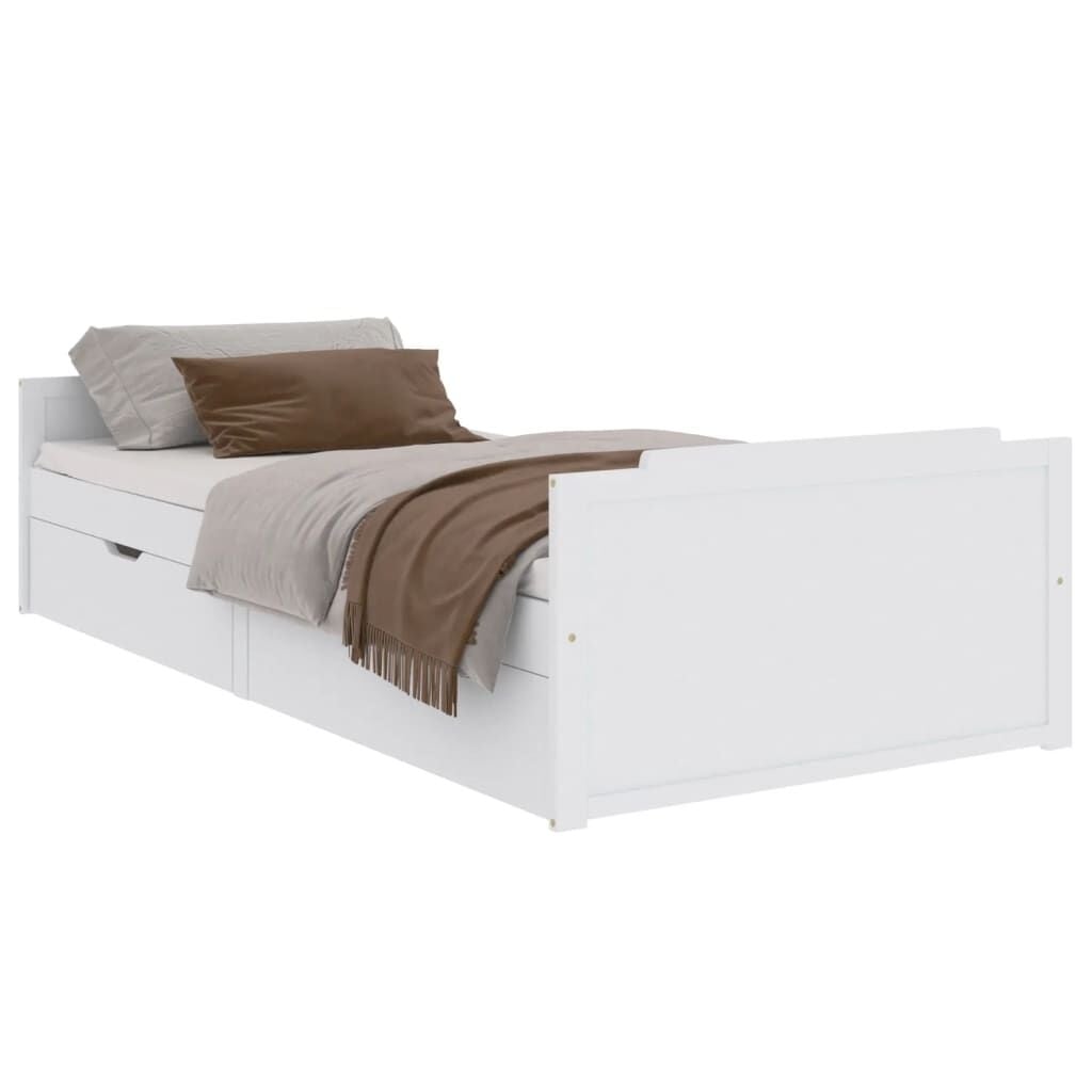 Lit 90x200 cm en bois de pin massif avec tiroirs - Jusqu'à -71%