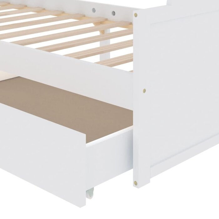Lit 90x200 cm en bois de pin massif avec tiroirs - Jusqu'à -71%