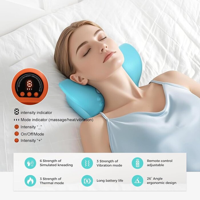 Masseur cervical chauffant 3D sans fil - Jusqu'à 28% de remise
