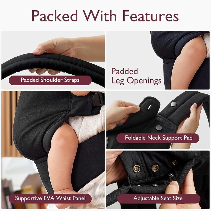 Porte-bébé ergonomique noir 3-20 kg - Jusqu'à -29% sur votre confort