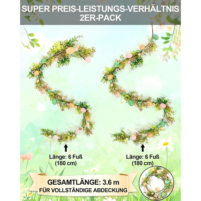 Lot de 2 Guirlandes de Pâques 360 cm - Jusqu'à -32% sur votre décoration