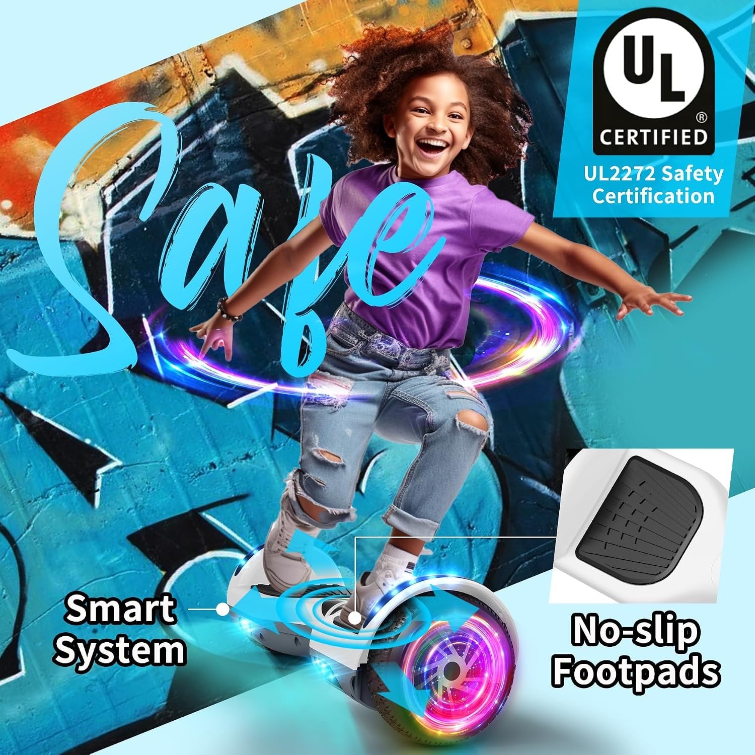 Hoverboard 6,5" Bluetooth LED - Blanc/Gris - Jusqu'à -35% d'économie