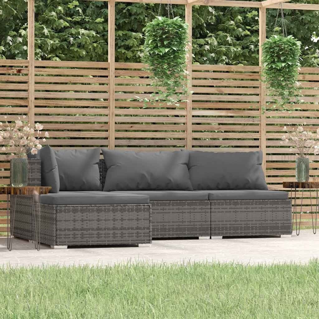 Salon de jardin 4 pièces en résine tressée gris - Jusqu'à -35%
