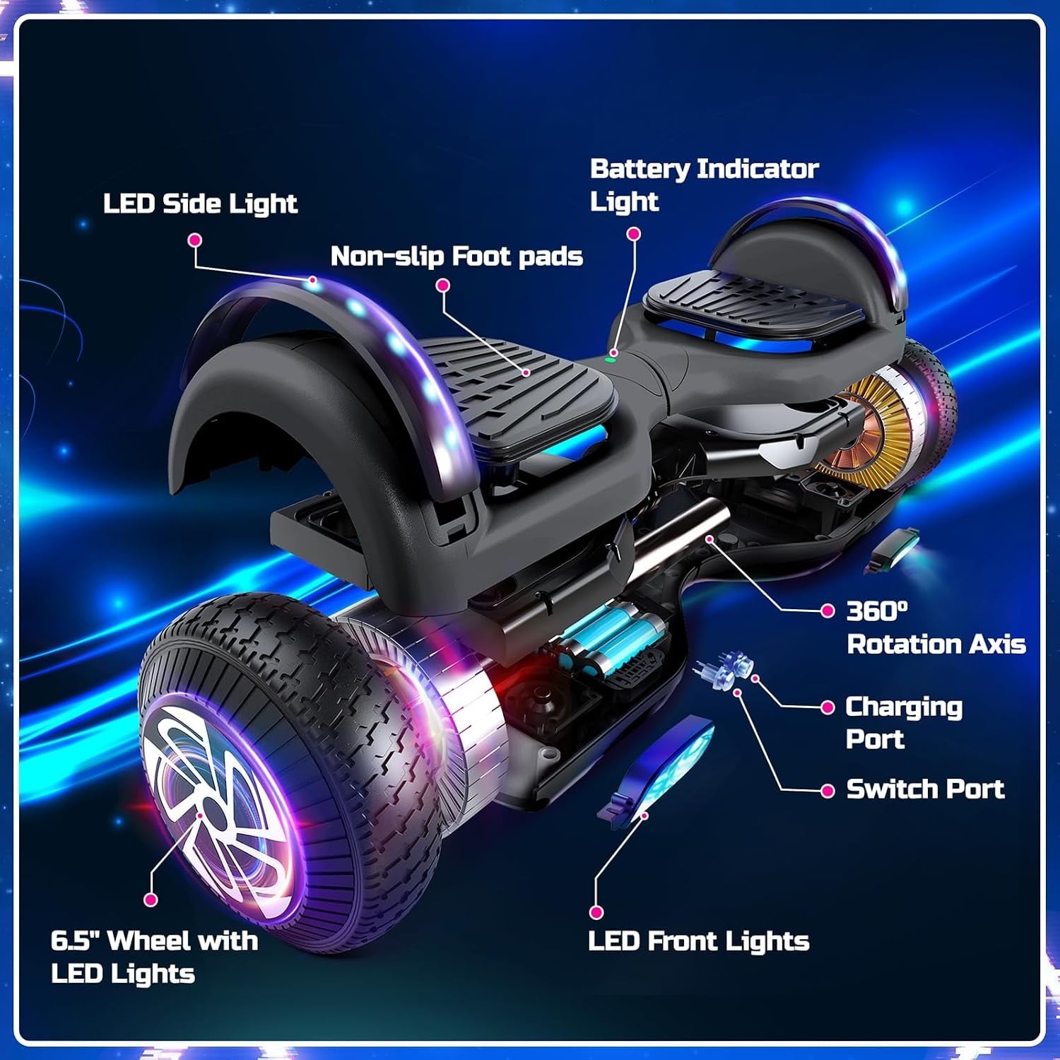 Hoverboard 6,5 pouces pour enfants - Noir - Jusqu'à -35% sur l'outlet
