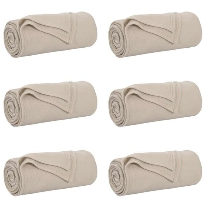 Lot de 6 Plaids Polaires 170x130 cm - Beige - Jusqu'à -33%