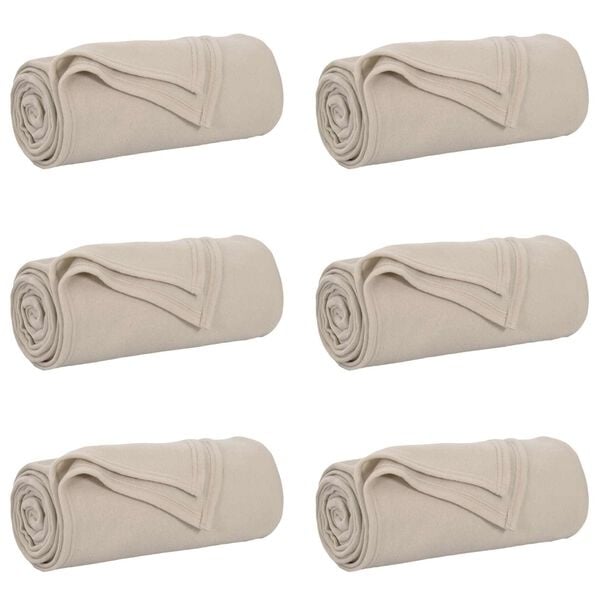 Lot de 6 Plaids Polaires 170x130 cm - Beige - Jusqu'à -33%