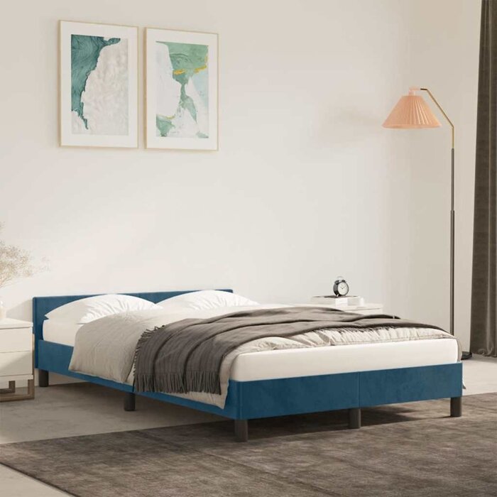Cadre de lit velours bleu 120x190 cm - Jusqu'à -35%