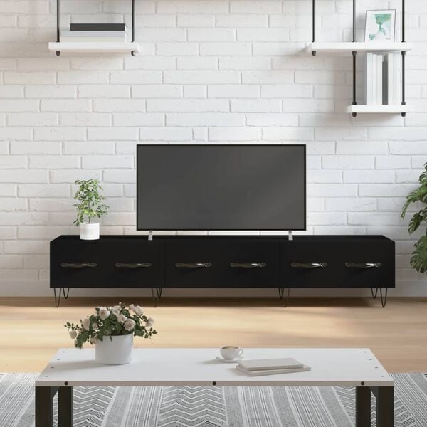 Meuble TV industriel noir 150 cm - Jusqu'à -34% sur votre équipement salon