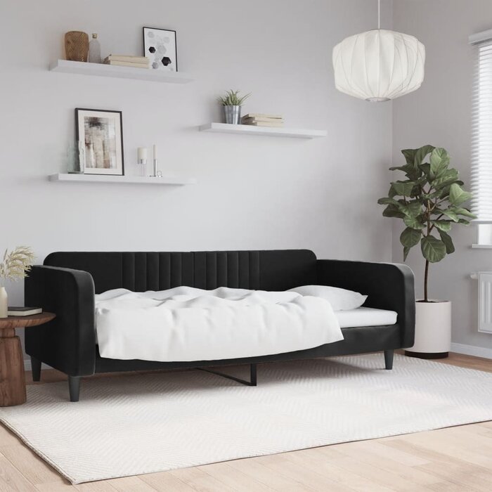 Canapé-lit 90x200 cm en velours noir - Jusqu'à -35%