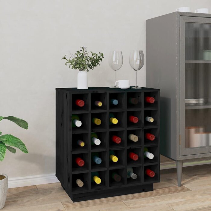 Casier à vin en bois massif noir - Jusqu'à 48% de réduction