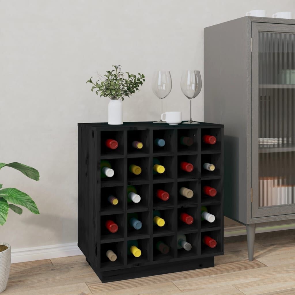 Casier à vin en bois massif noir - Jusqu'à 48% de réduction