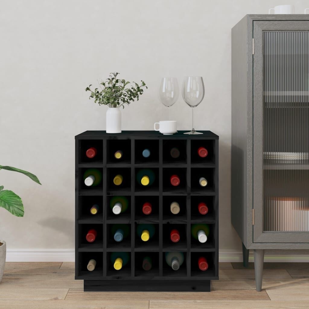 Casier à vin en bois massif noir - Jusqu'à 48% de réduction