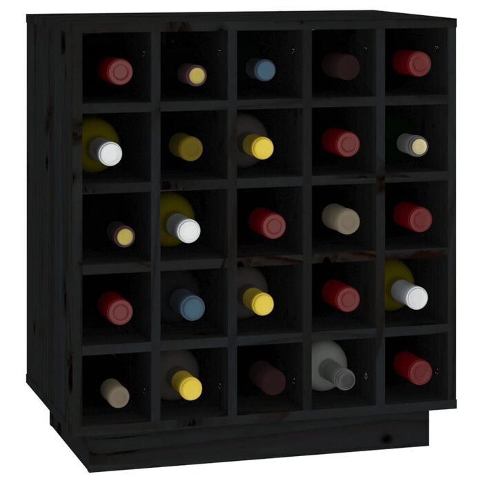 Casier à vin en bois massif noir - Jusqu'à 48% de réduction