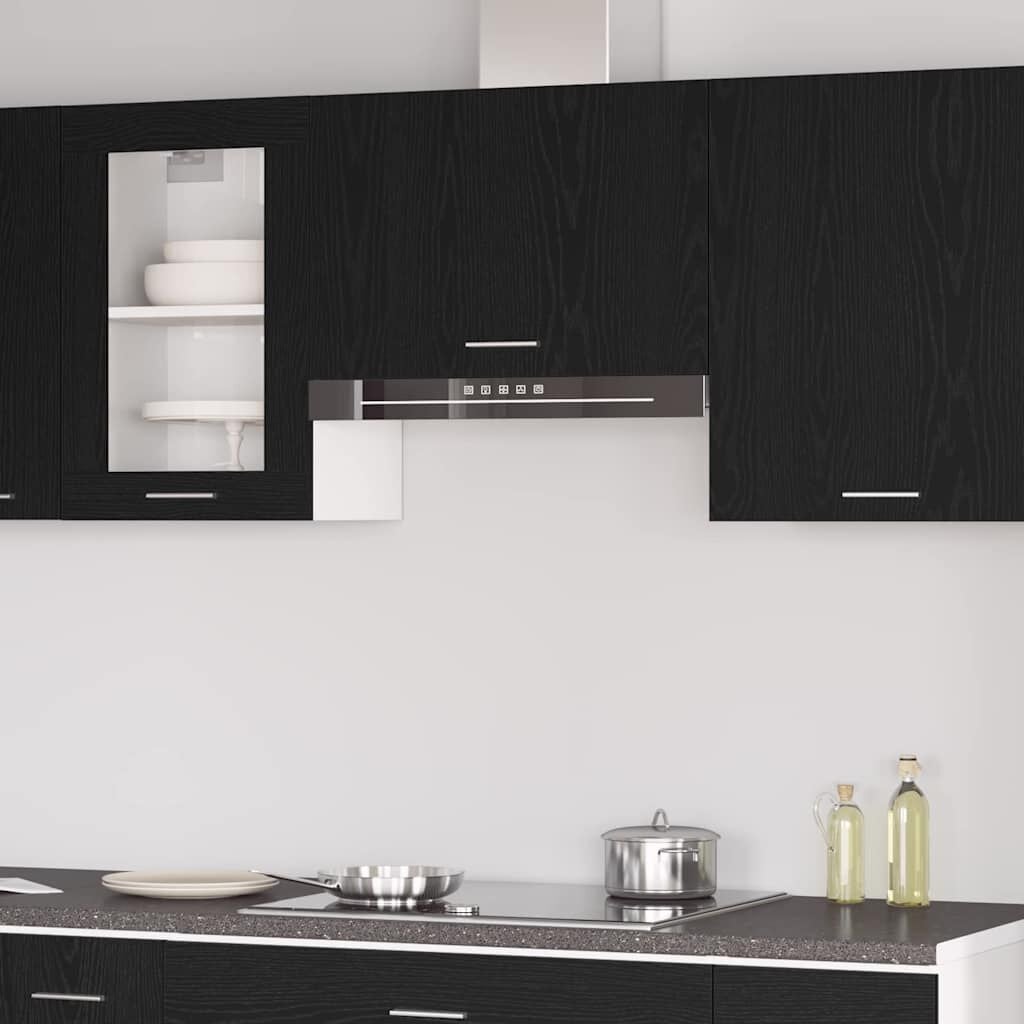 Meuble haut de cuisine Lyon noir effet chêne 60cm - Jusqu'à -33%