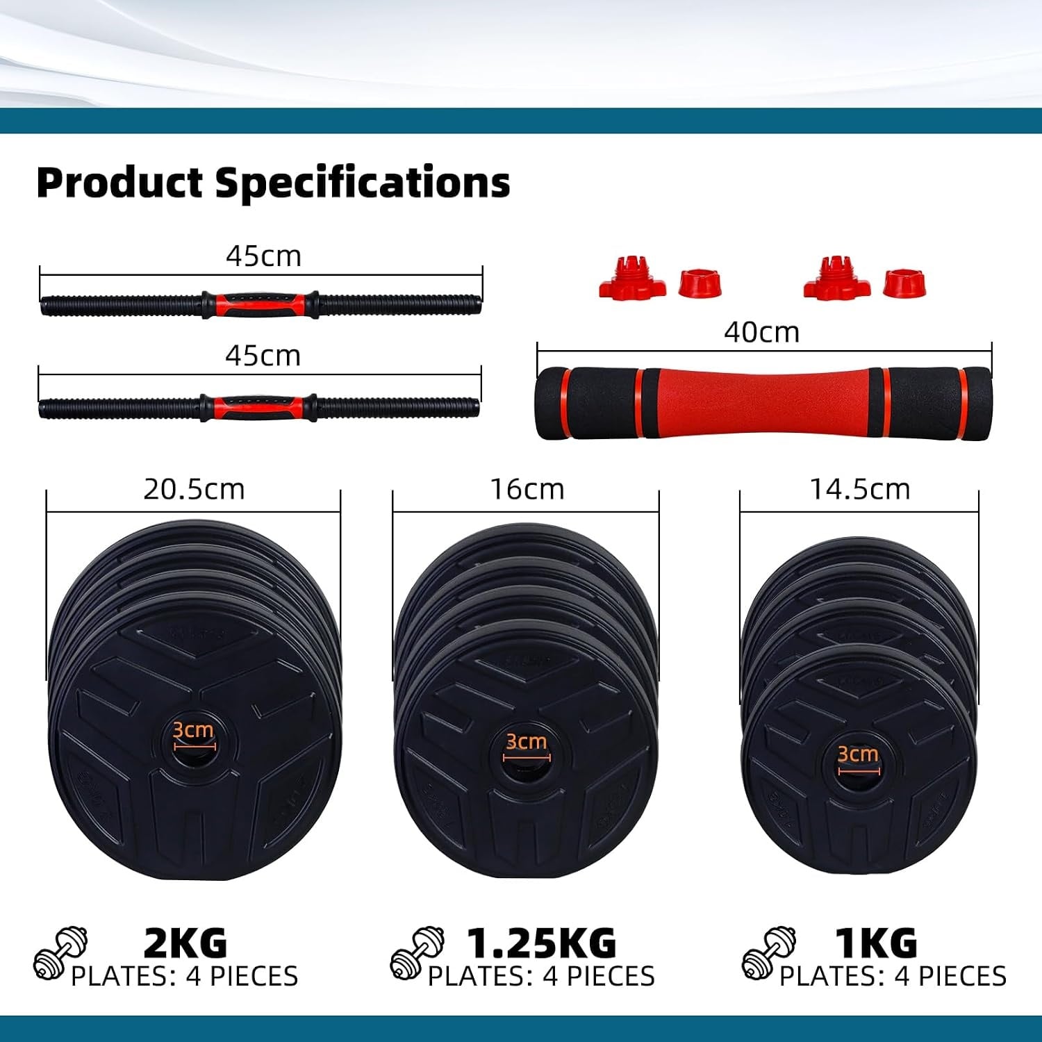 Set d'haltères 2-en-1 20 kg avec barre de connexion - Jusqu'à -33%