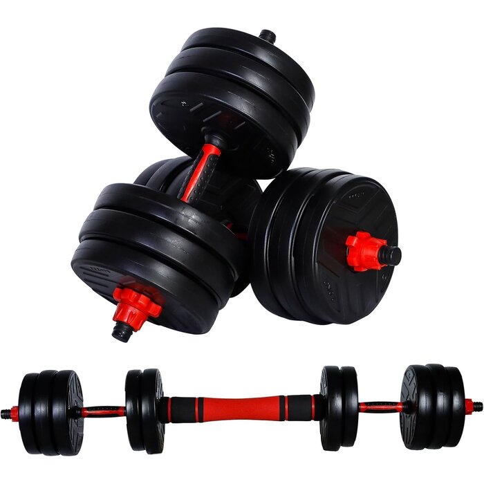 Set d'haltères 2-en-1 20 kg avec barre de connexion - Jusqu'à -33%