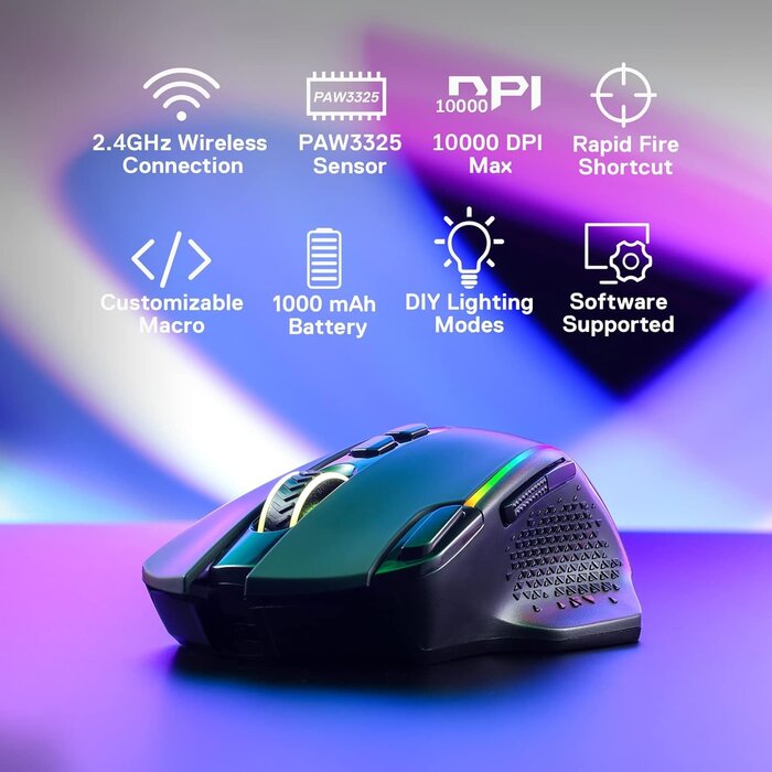 Souris Gaming Sans Fil 10000 DPI RGB - Jusqu'à -32% sur notre Outlet
