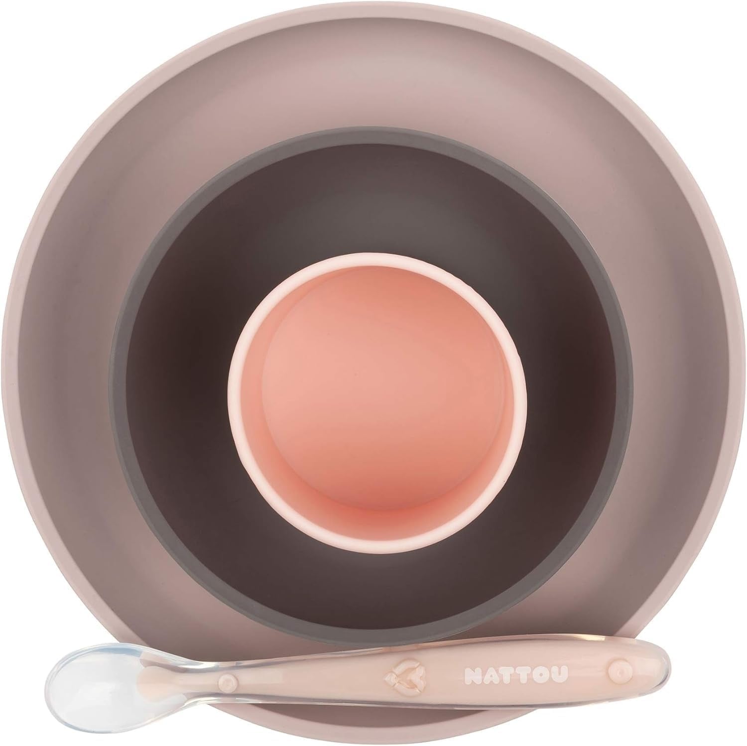 Set de vaisselle bébé 4 pièces silicone - Rose & Aubergine - Jusqu'à -28%